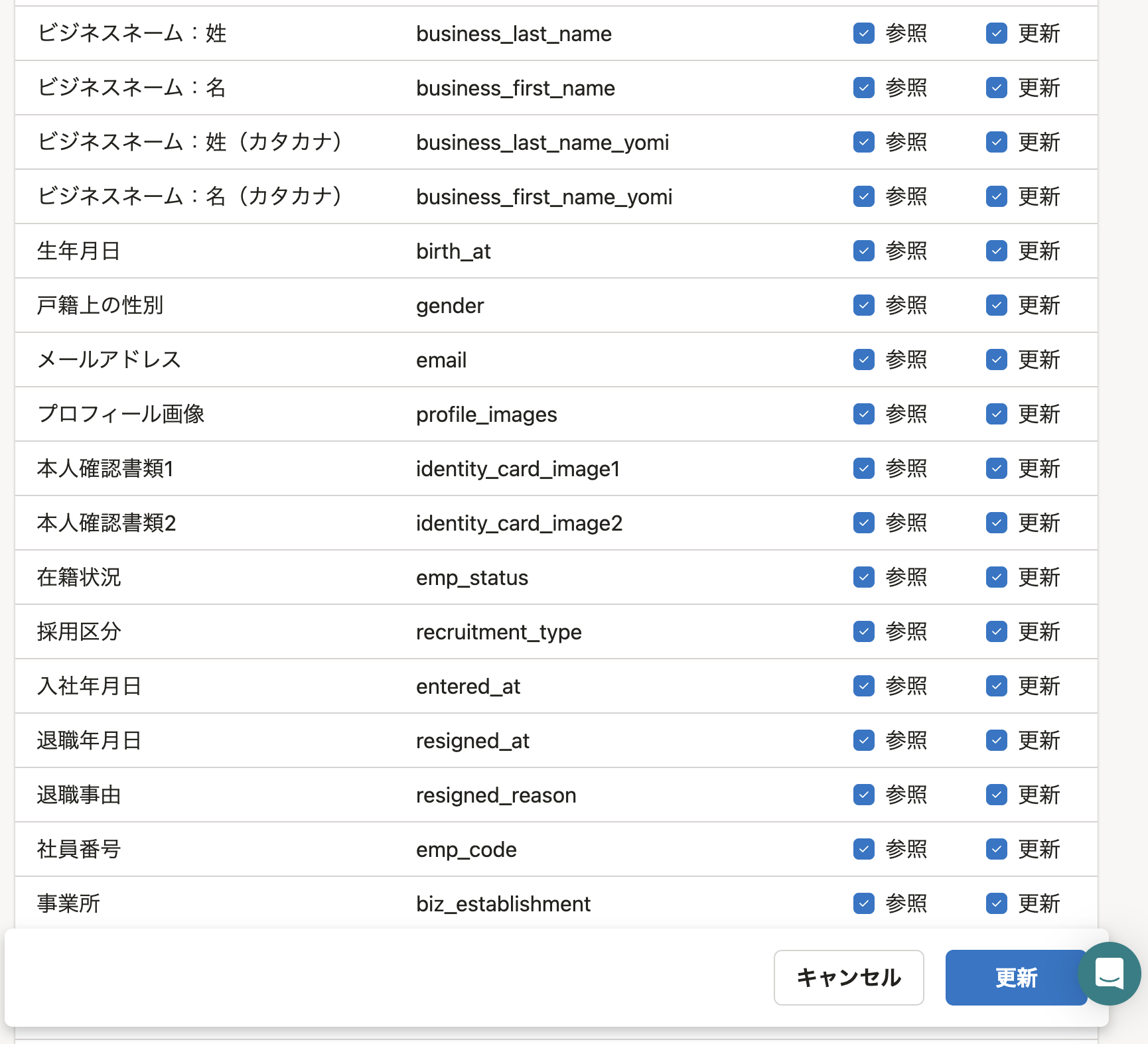 SmartHR_アクセストークンの編集_従業員項目のアクセス許可.png